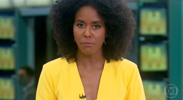 Maju Coutinho entrou às pressas na Globo com o Jornal Hoje (Foto: Reprodução)