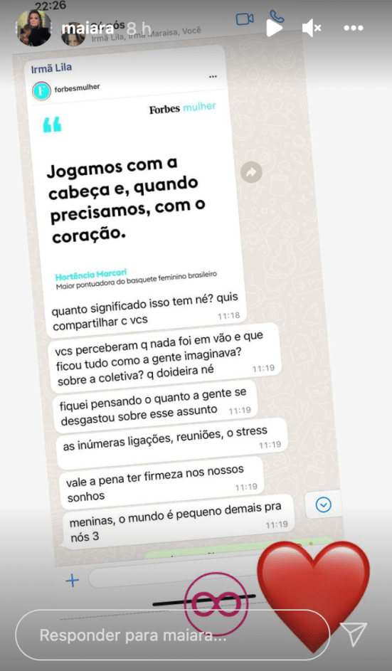 Print publicado por Maiara sobre conversa em grupo com Marília Mendonça (Foto: Reprodução)
