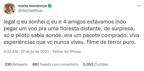 Marília Mendonça sonhou com avião e mais quatro amigos (Foto: Reprodução)