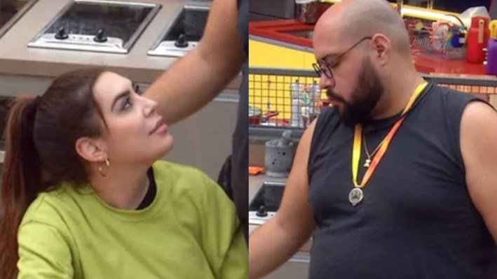 Os participantes do BBB22, Tiago Abravanel e Naiara Azevedo (Foto: Reprodução)