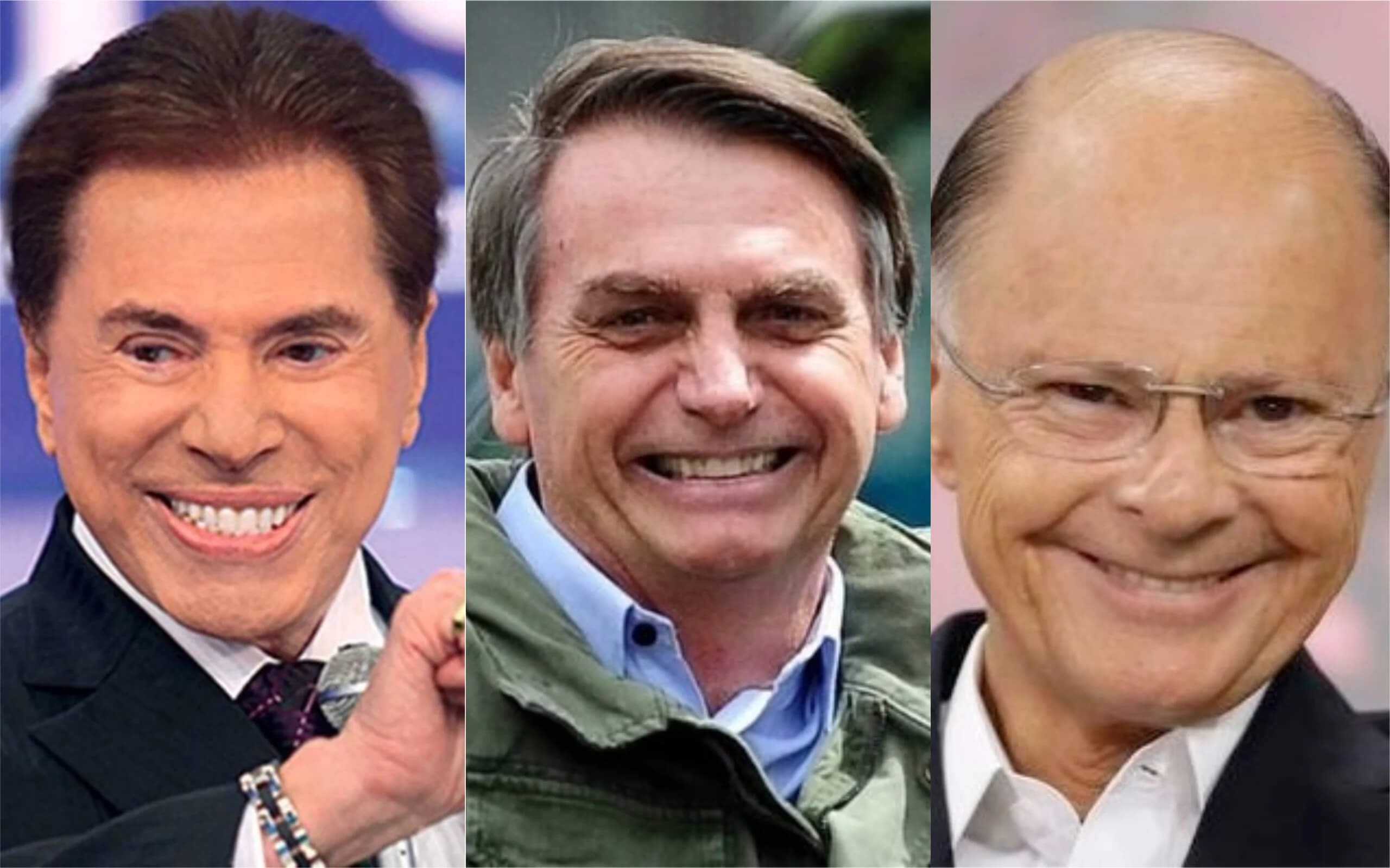 Silvio Santos, do SBT,  Jair Bolsonaro e Edir Macedo, da Record (Foto: Reprodução)