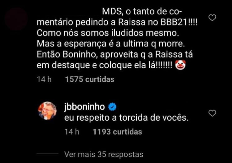 Fãs de Raissa Barbosa pedem a Boninho a participação da ex-peoa no "BBB 21" (Foto: Reprodução)