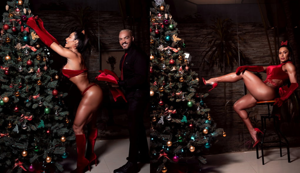 Belo e Gracyanne Barbosa posam para ensaio sensual de Natal (Foto: Divulgação/Tiago Brov)