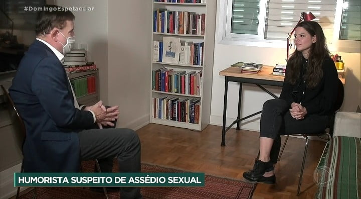 Mayra Cotta, advogada de Dani Calabresa, em entrevista para Roberto Cabrini, na Record (Foto: Reprodução)