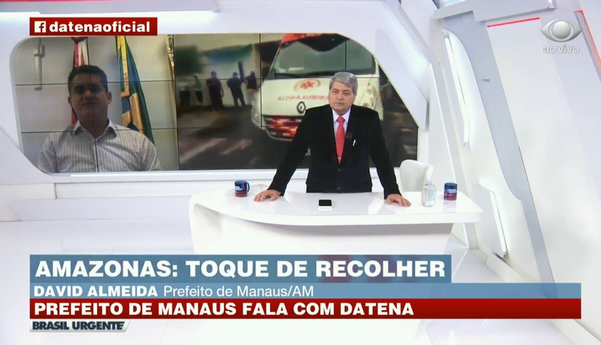 Datena conversa com o prefeito de Manaus durante o Brasil Urgente (Foto: Reprodução)