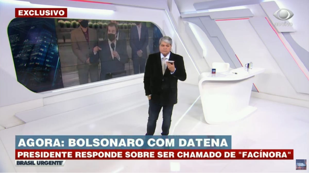 Após críticas, Datena entrevista Jair Bolsonaro (Foto: Reprodução)