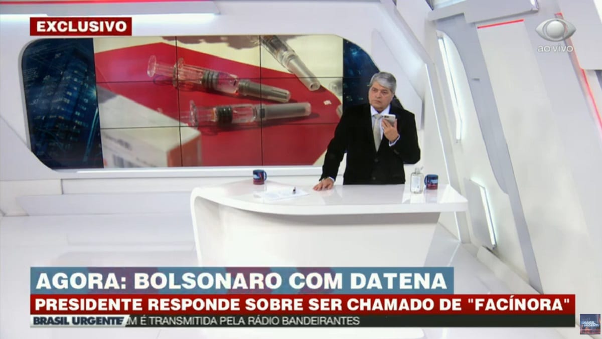 Após críticas, Datena entrevista Jair Bolsonaro (Foto: Reprodução)