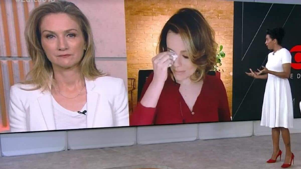 Natuza Nery chora durante o "Edição das 18h" no Globo News (Foto: Reprodução)