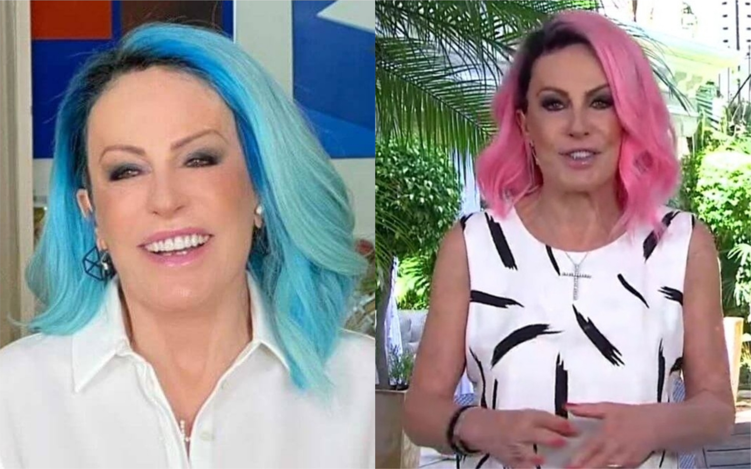 Ana Maria Braga já teve os cabelos azuis e rosa, agora de retorno para SP ela promete mais novidades (Foto: Reprodução)