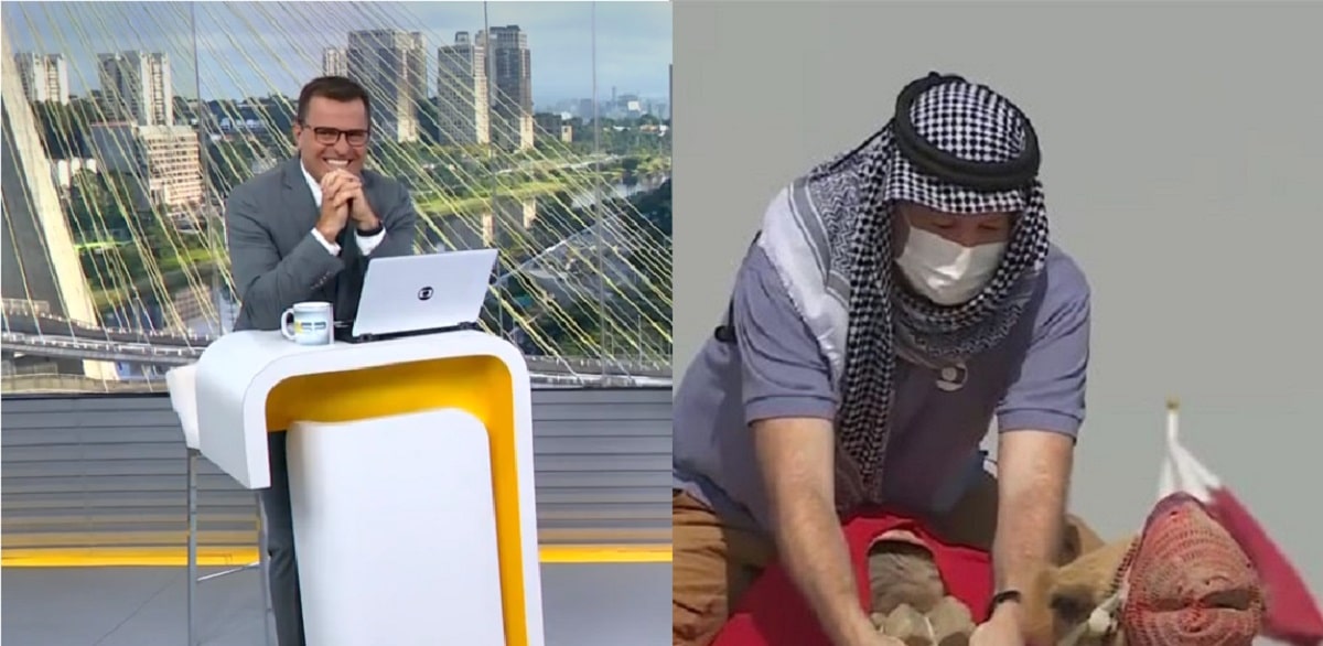 Jornalista da Globo Renato Peters rasgou a calça (Foto: Reprodução)