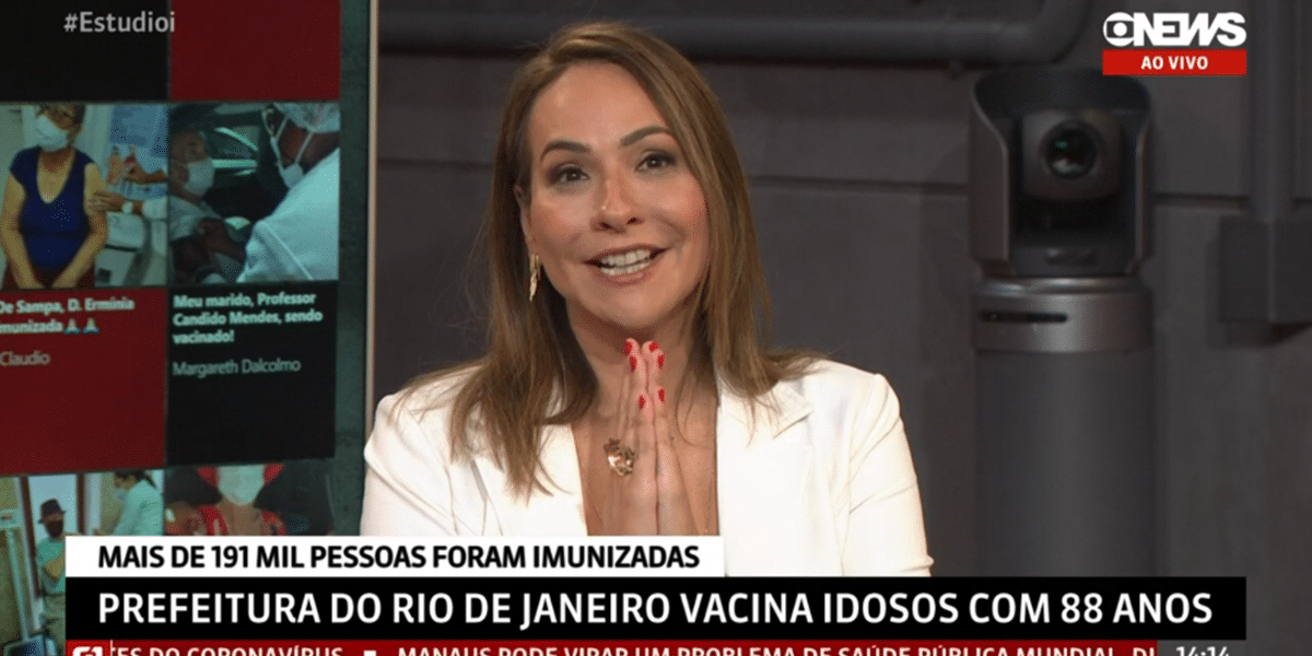 Maria Beltrão revelou ao vivo no Estúdio i que a mãe receberá vacina contra covid-19 (Foto: Reprodução/Globo News)