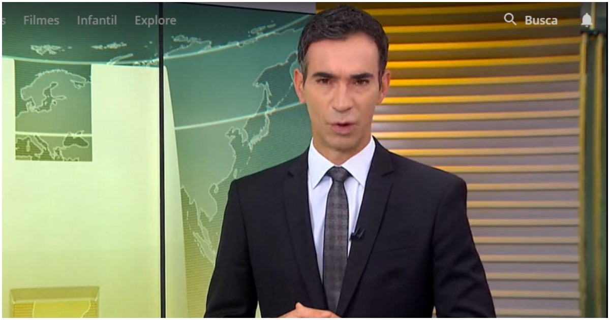 César Tralli entrou ao vivo na Globo substituindo Maju Coutinho pelo segundo dia seguido (Foto: Reprodução)