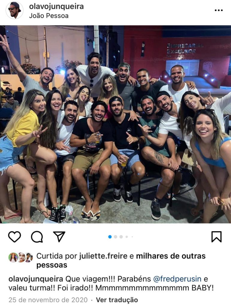 Juliette Freira aglomerando com amigos em novembro de 2020 (Foto: Reprodução)