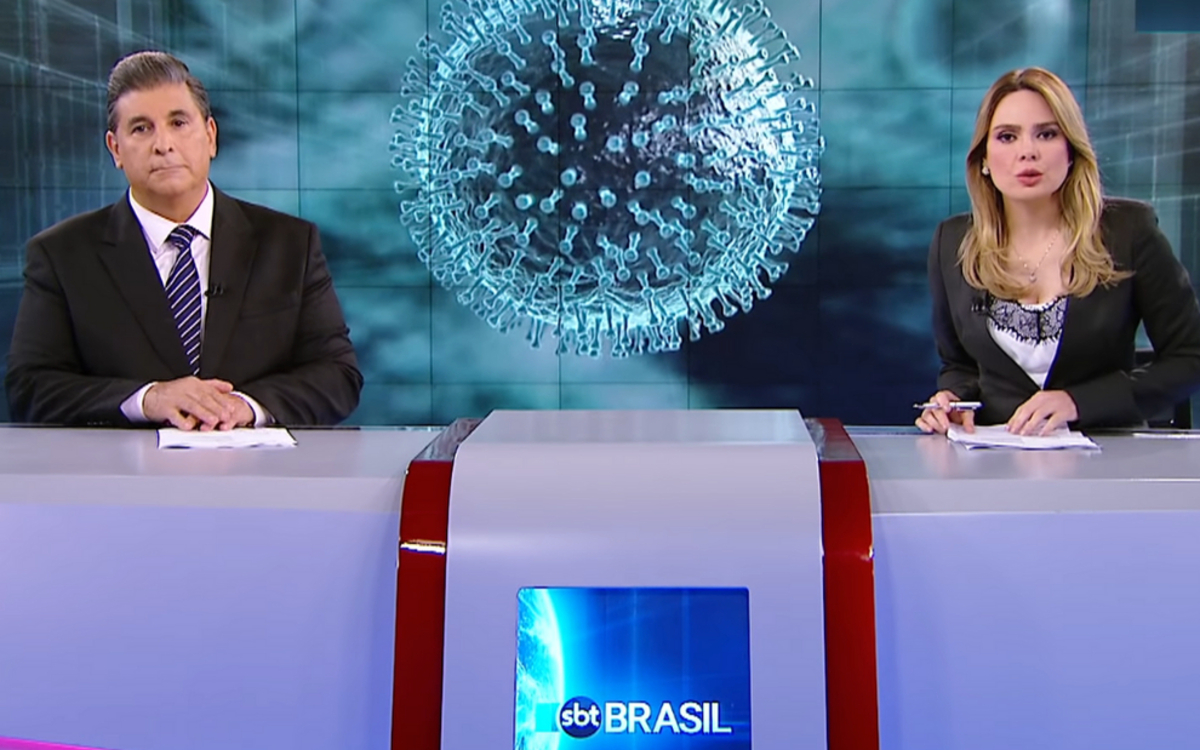 Rachel Sheherazade e Carlos Nascimento eram âncoras do SBT Brasil (Foto: Reprodução)