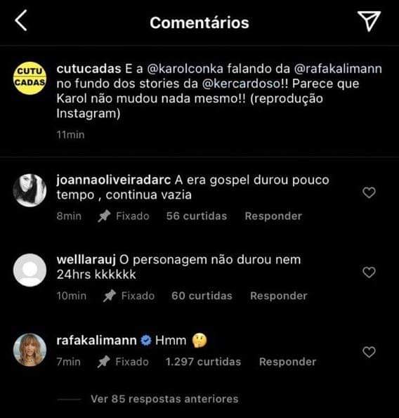 Rafa comenta polêmica sobre Karol (Foto: Reprodução)