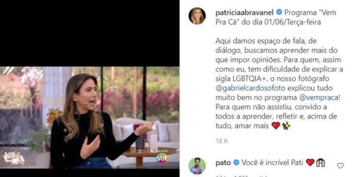 Patrícia Abravanel se pronuncia e Pato apoia (Foto: Reprodução)