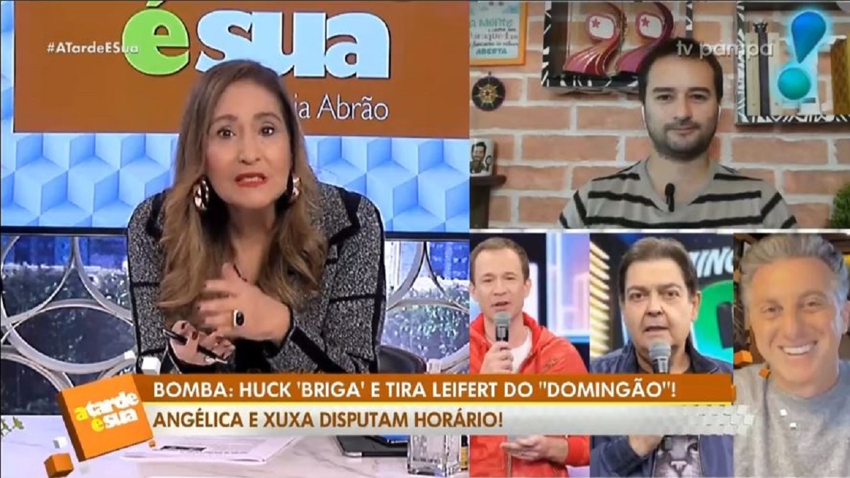 Repórter Sonia Abrão da RedeTV expôs que Tiago Leifert não fica no lugar do Faustão à mando de Luciano Huck (Foto: Reprodução)