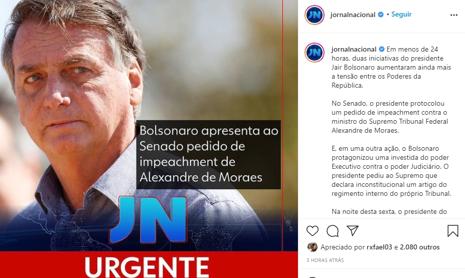 Bolsonaro no Jornal Nacional (Foto: Reprodução)