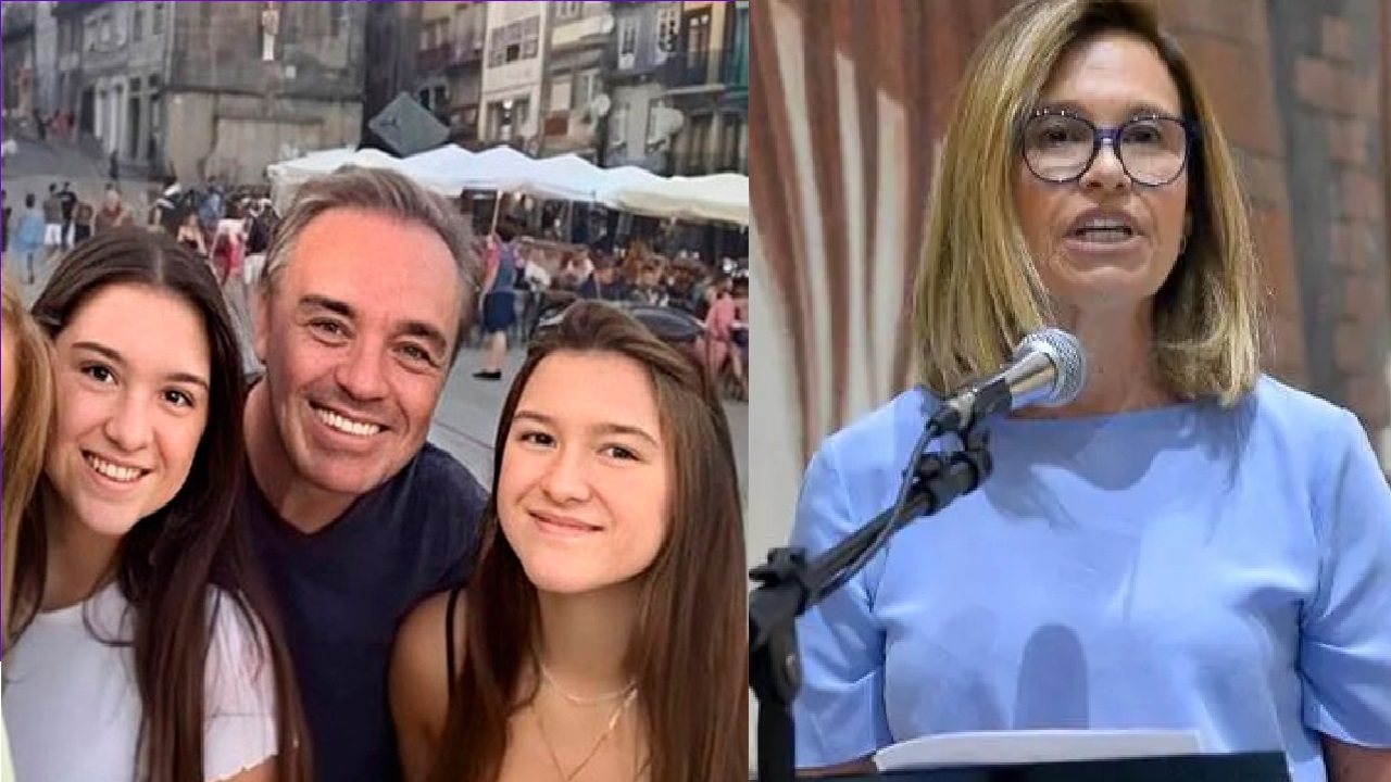 O apresentador Gugu Liberato, suas filhas e sua irmã Aparecida Liberato (Foto: Reprodução)
