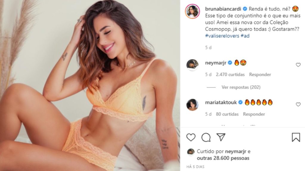 Após possível volta de Brumar, Neymar comenda foto de Bruna Biancardi (Foto: Reprodução/Instagram)