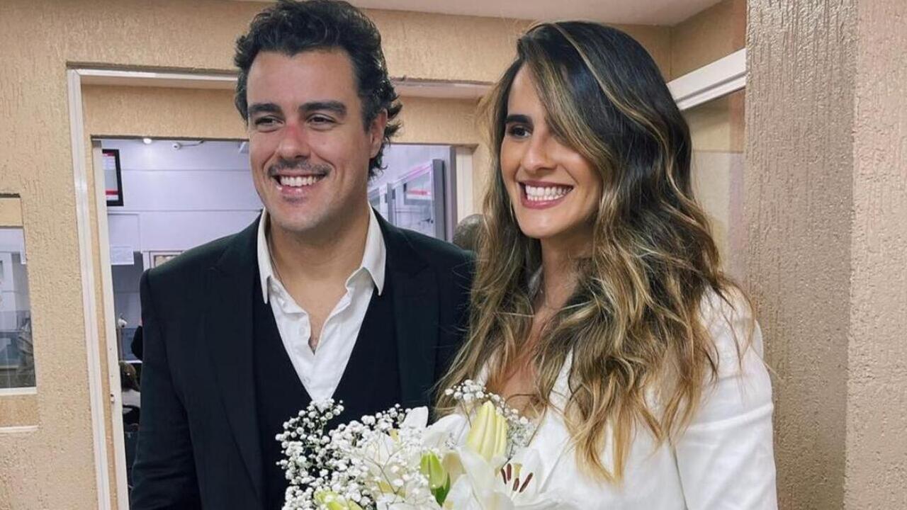 Joaquim Lopes e Marcella Fogaça se casando (Foto: Reprodução)