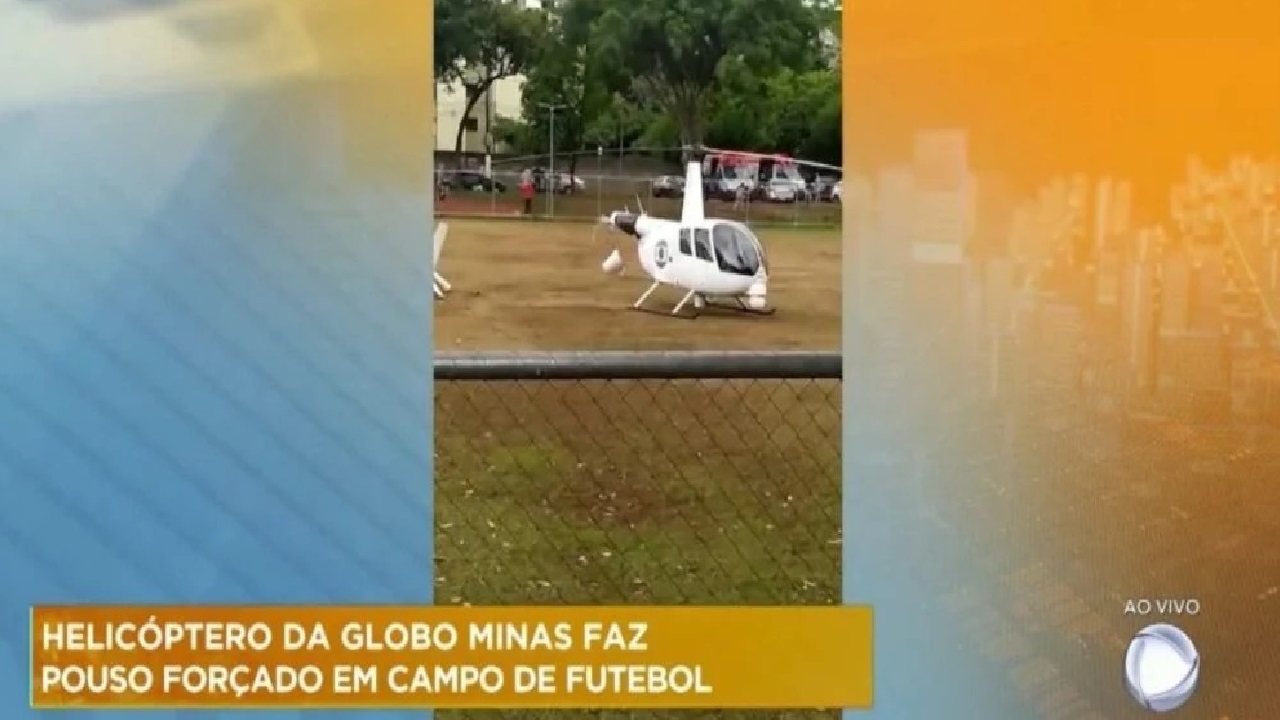 Helicóptero da Globo faz pouso forçado, cauda da aeronave se despedaça
