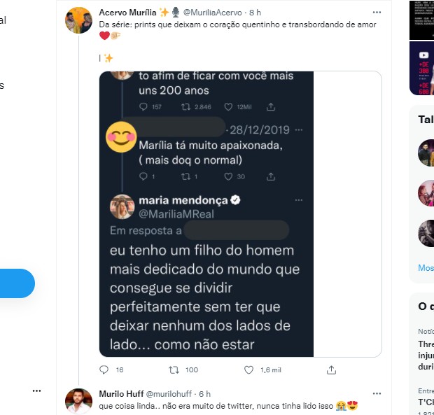 A cantora Marília Mendonça se declara para Murilo Huff (Foto: Reprodução)
