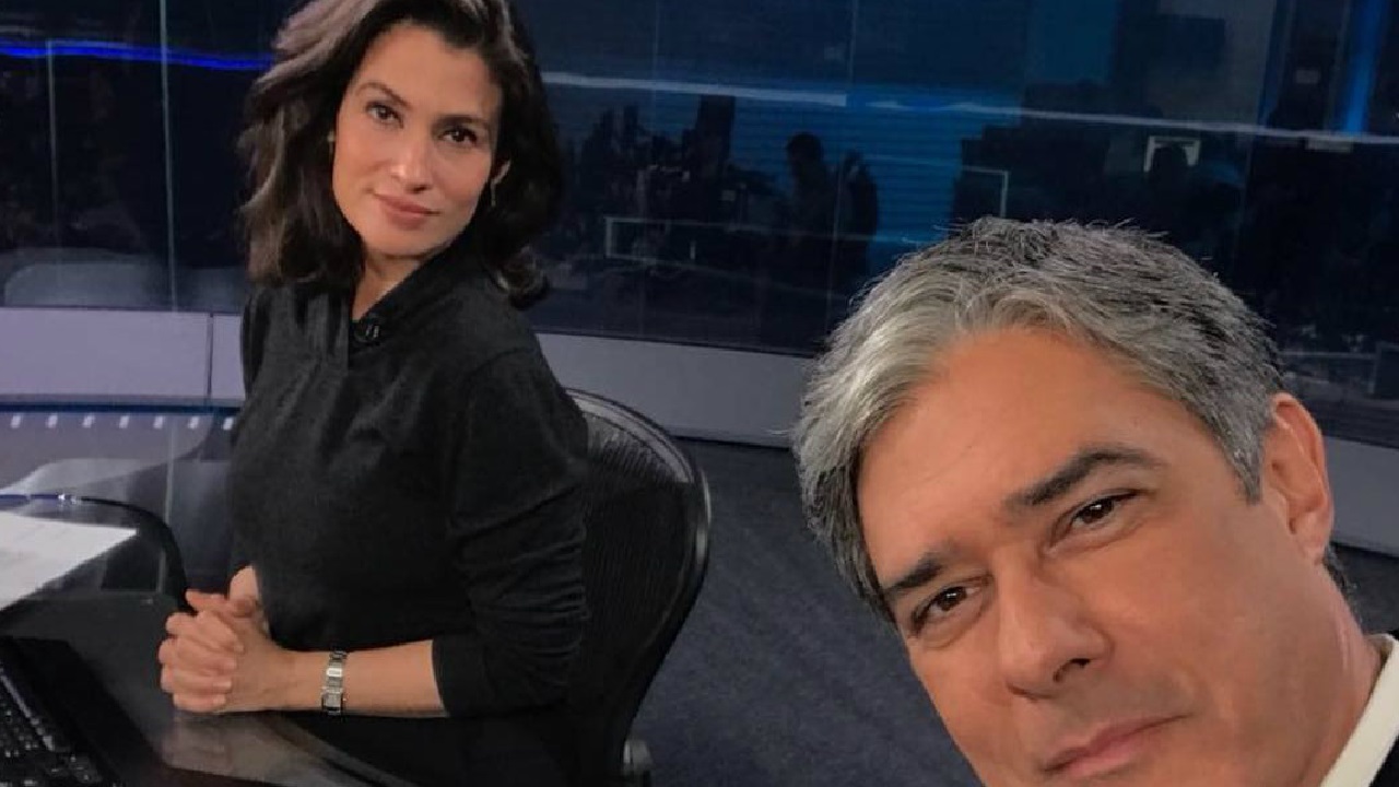 Os apresentadores da Globo, Renata Vasconsellos e William Bonner (Foto: Reprodução)
