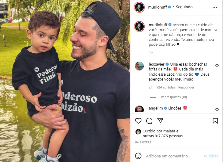 Murilo Huff decidiu posar ao lado do filho, Leo, e se declarou (Foto: Reprodução/ Instagram)