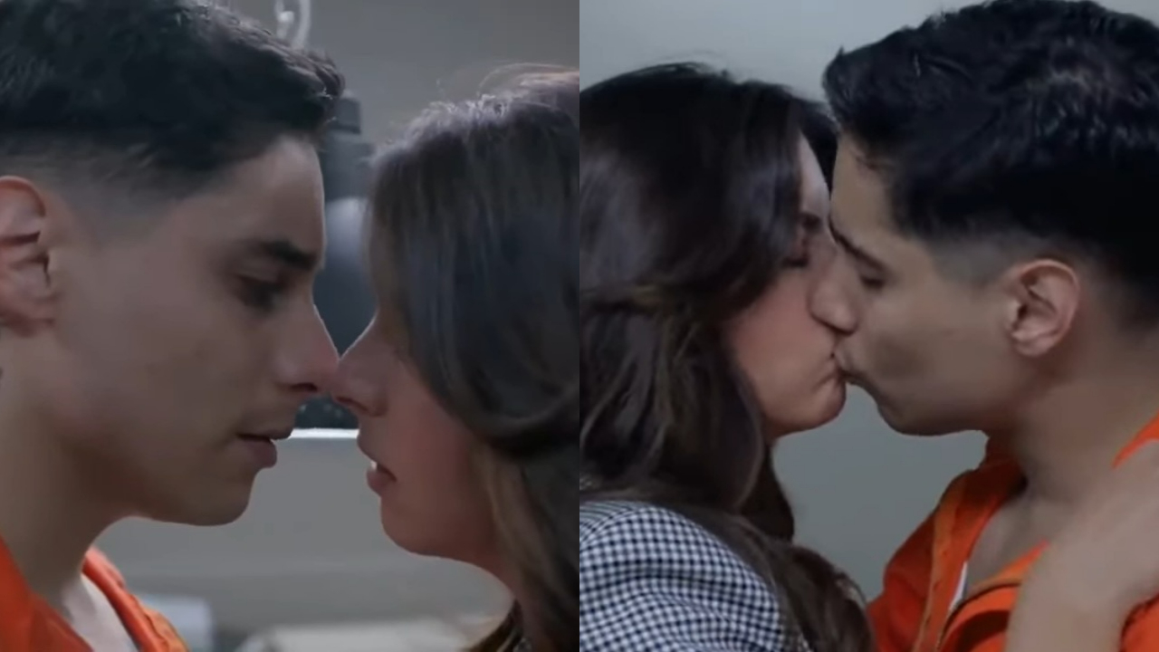 Paulo (Alex Perea) e Iara (Isabel Burr) vão se beijar na novela Se Nos Deixam, do SBT (Foto: Reprodução)