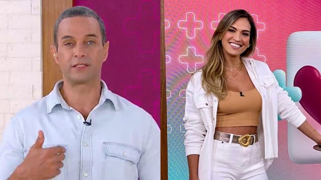 Os substitutos de Ana Maria Braga, na Globo, Fabrício Battaglini e Talitha Morete (Foto: Reprodução)