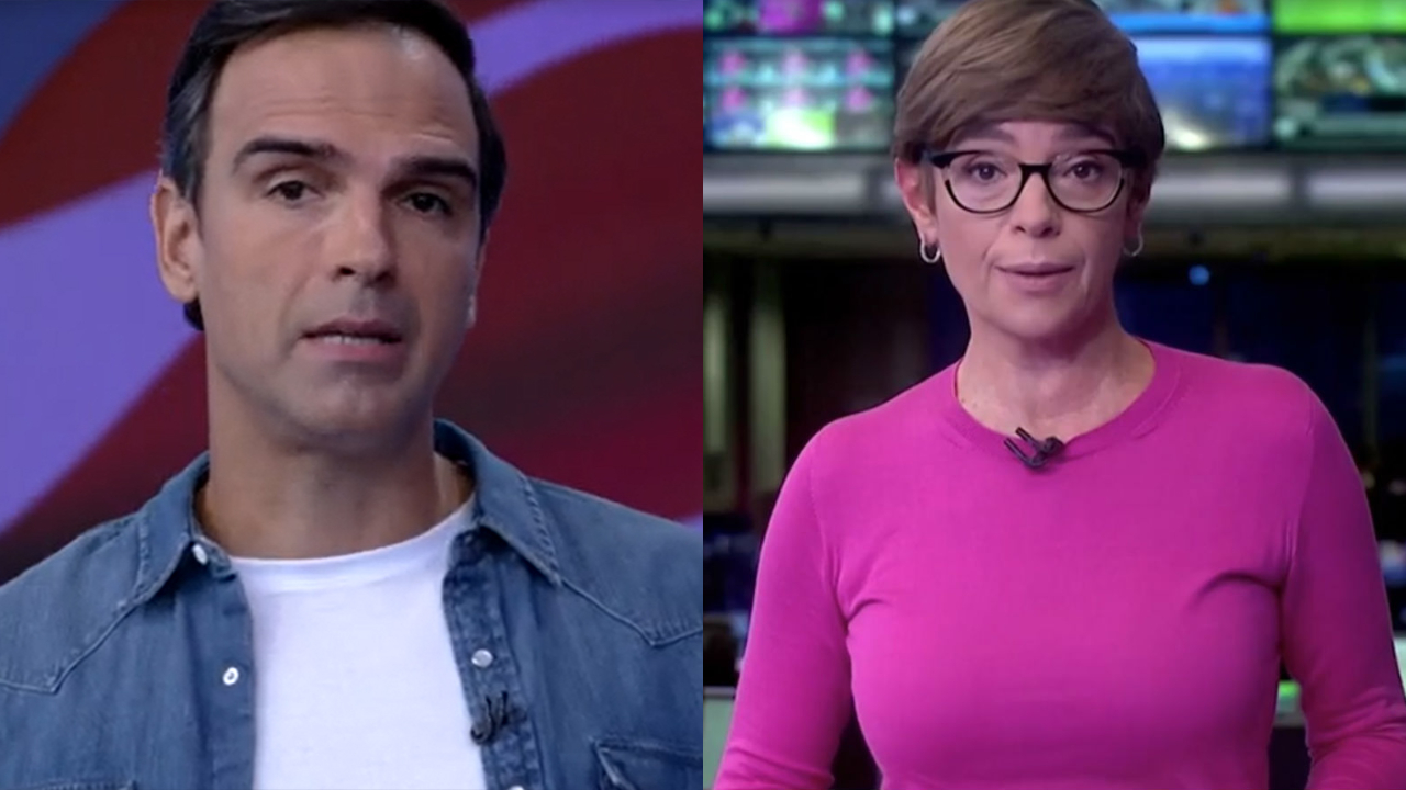 Os apresentadores da Globo, Tadeu Schmidt e Renata (Foto: Reprodução)