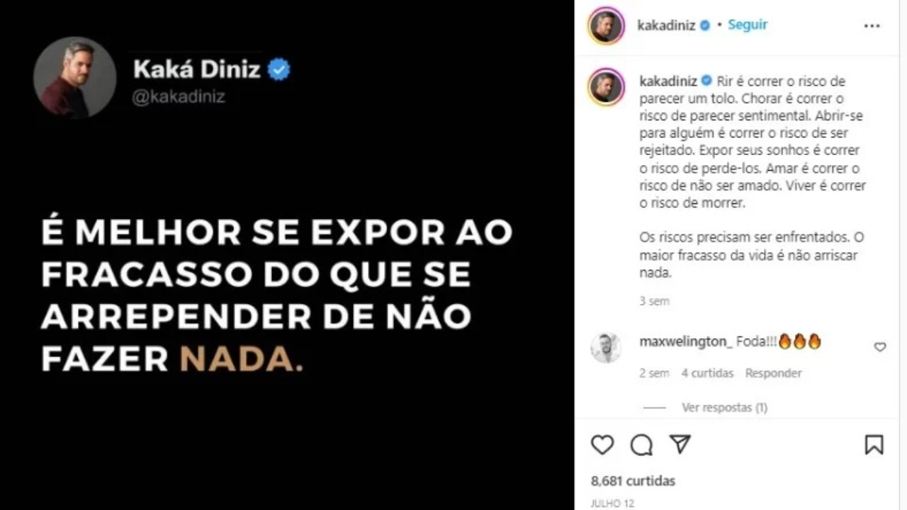 Kaká Diniz via Instagram (Foto: Reprodução) 