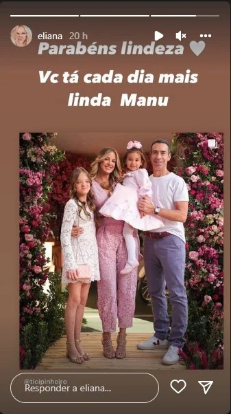 Eliana compartilhou foto da família de César Tralli (Foto: Reprodução)