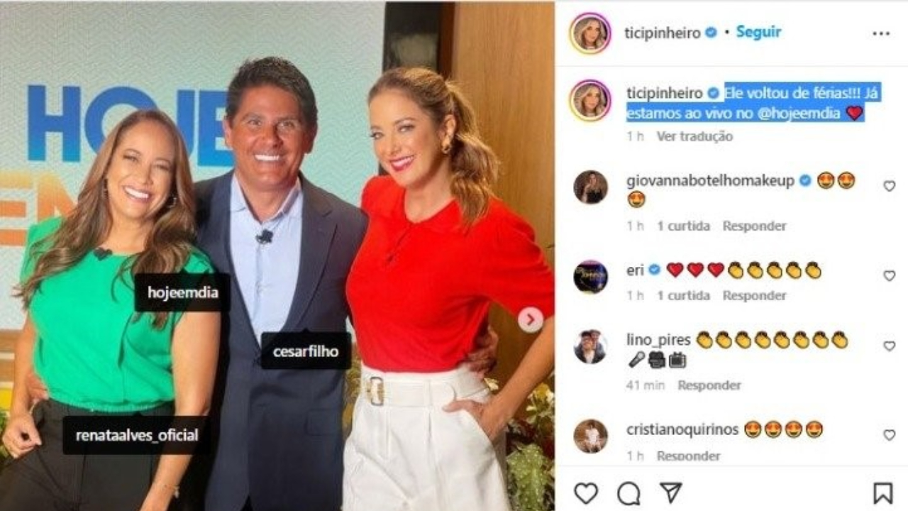 Em resumo, Ticiane Pinheiro posta foto com César Filho e choca internautas. (Foto: Reprodução/Instagram)