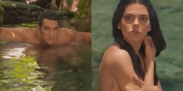 Em A Desalmada, Otávio tenta abusar de Fernanda enquanto ela toma banho nua em um rio. (Foto: Reprodução)