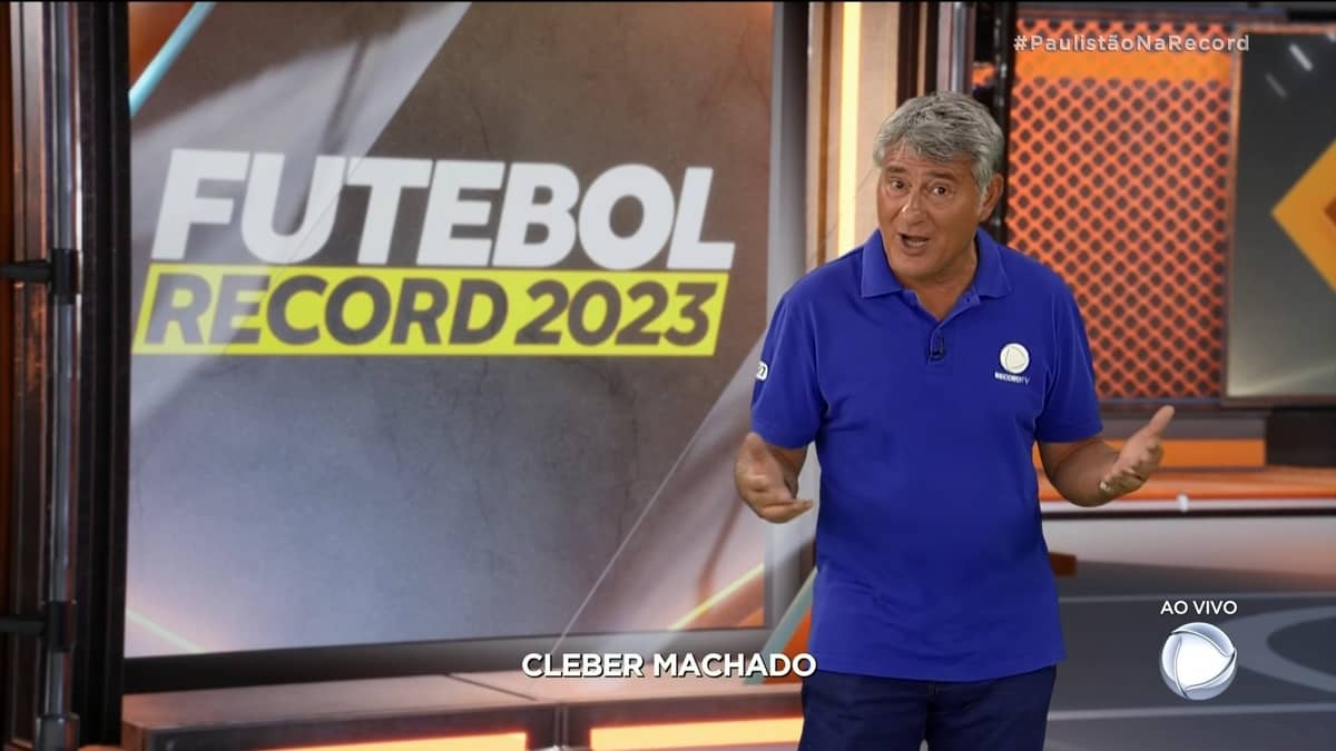 Cléber Machado, ex-Globo, narrou a final do Campeonato Paulista na Record (Foto: Reprodução)